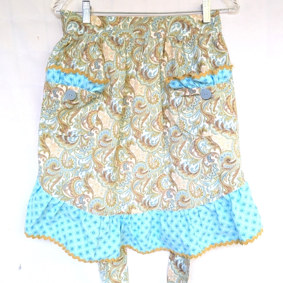 Vtg Paisley Waist Apron With Long Ties - Picture 1 of 4
